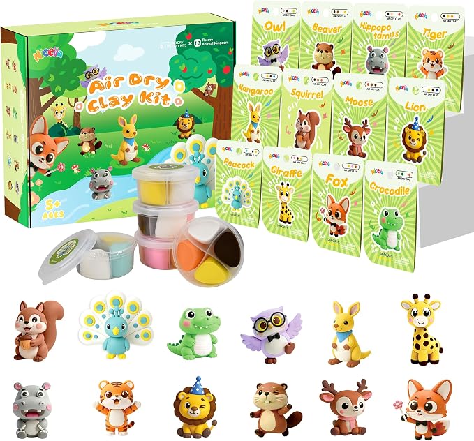 Nicella Air Dry Clay Kit, 12 Animals Modeling Clay by Nicella