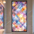 Stained Glass Window Privacy Film: Non-Adhesive Sun and Landscape Mosaic Design by AOHMPT