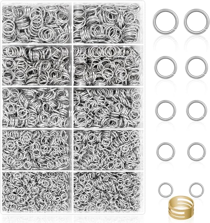 PAXCOO 4600Pcs Silver Jump Rings by PAXCOO