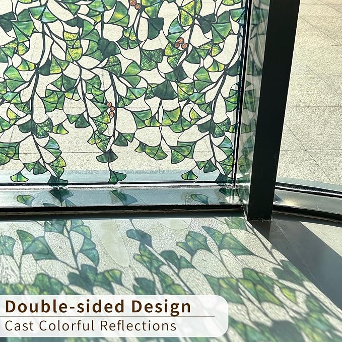 Original Hand Drawn Stained Glass Window Cling Haing Plants，Double Sided - Image 5