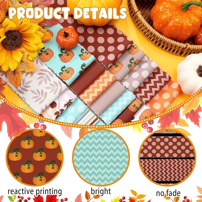 Hosuly 40 Pcs Fall Fabric Orange Jelly Fabric - Image 5