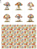Patchwork Mushroom Cotton Fabric Panel – 6 Designs + Bonus Sheet 29.5×19.6 inch by FabricsTown