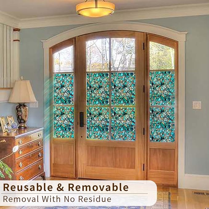 funlife Original Hand-Drawn Faux Stained Glass Window Film, Double-Sided Static - Image 6