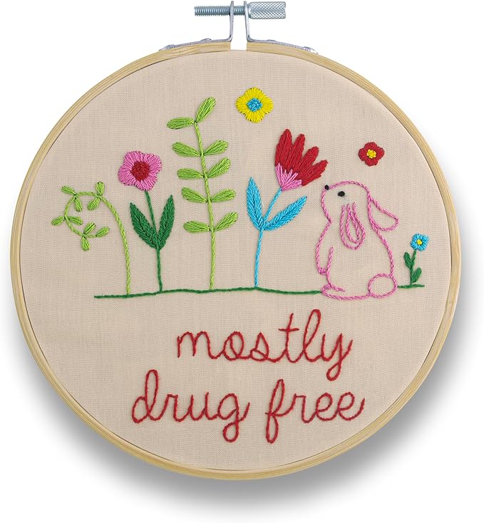 FUNATIC Mostly Drug Free Embroidery Kit | Funny Beginner Needle Work Starter Set by FUNATIC