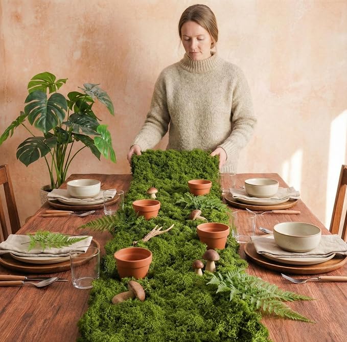 USMOLA Fake Moss Mat, Artificial Moss Table Runner - Image 6