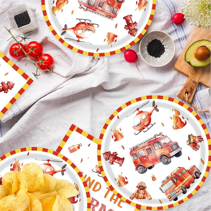 40Pcs Firetruck Birthday Party Decorations Firefighter Fire Truck Party - Image 5