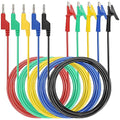 Sumnacon Multimeter Banana Plug to Crocodile Alligator Clip Test Probe, 5PC 4mm Stackable Colorful Silicone Banana Plug to Alligator Clip Test Probe Lead Wire Cable 6.6Ft/2M