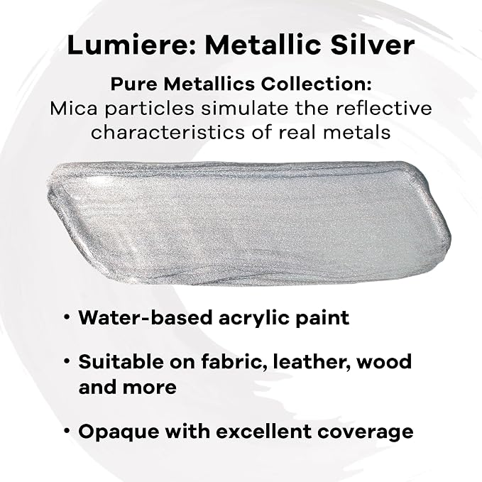 Jacquard Lumiere 8oz Fabric Paint Metallic Silver - Image 2