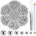 NACHLYNN 6480 Pcs Flat Back Pearl 7 Sizes Sparkling Silver AB Half Round Beads by Createyourownlifestory