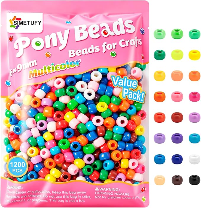 Simetufy 1200 Pcs Pony Beads for Bracelet Making by Simetufy