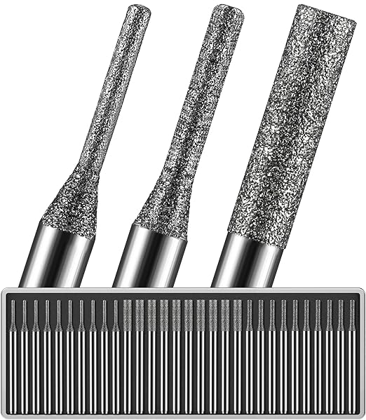 30Pcs Diamond Drilling Bits ø1mm/2mm/3mm 10 Each 1/8" Shank Compatible with Dremel Rotary Tools for Sea Glass Beach Stone Rock Shell Ceramic Porcelain Jewelry Making Drilling Cutting Grinding