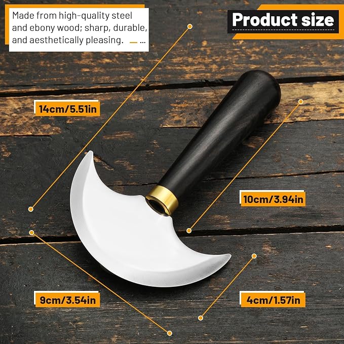 Leather Round Head Knife with Ebony Wooden Handle, Leather Working Tool - Image 7