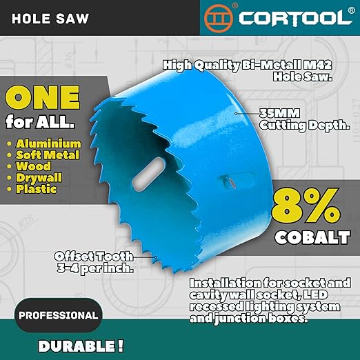 1-1/2 Inch Hole Saw with Arbor for Metal and Wood Cutting, Bi-Metal Hole Cutter, 1-1/2" Hole Saw Kit for Drywall, Wood, PVC Boards, Fiberglass and Vent Pipes