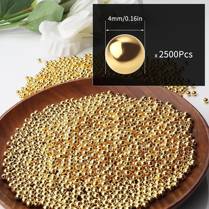 2500pcs Gold 4mm Pearl Beads - Image 2