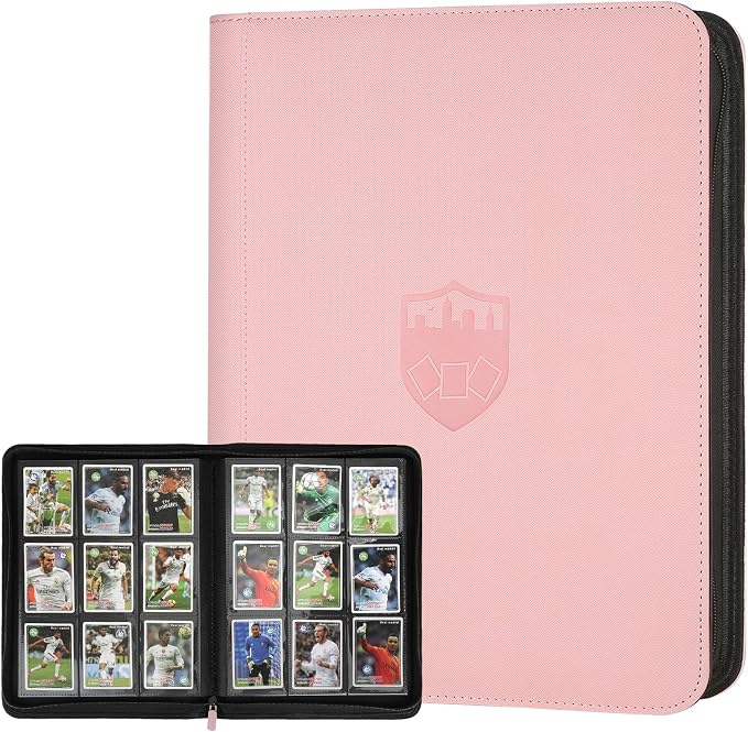360 Cards Ringless 9-Pocket Side Loading Trading Card Binder, PU Zipper Fixed by GERMUN