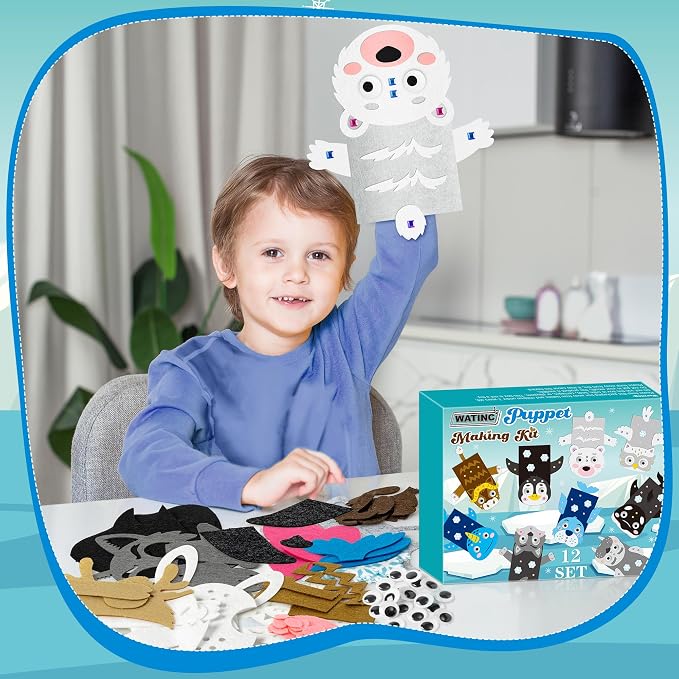 WATINC 12 Pcs Hand Puppet Making Kit, Art Craft Felt Sock Puppet Toys, Creative - Image 6