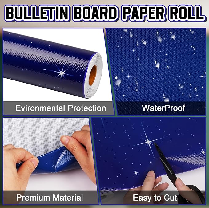 Inkspire Night Sky Bulletin Board Paper Roll, 14.8FTx47IN Large Reusable - Image 3