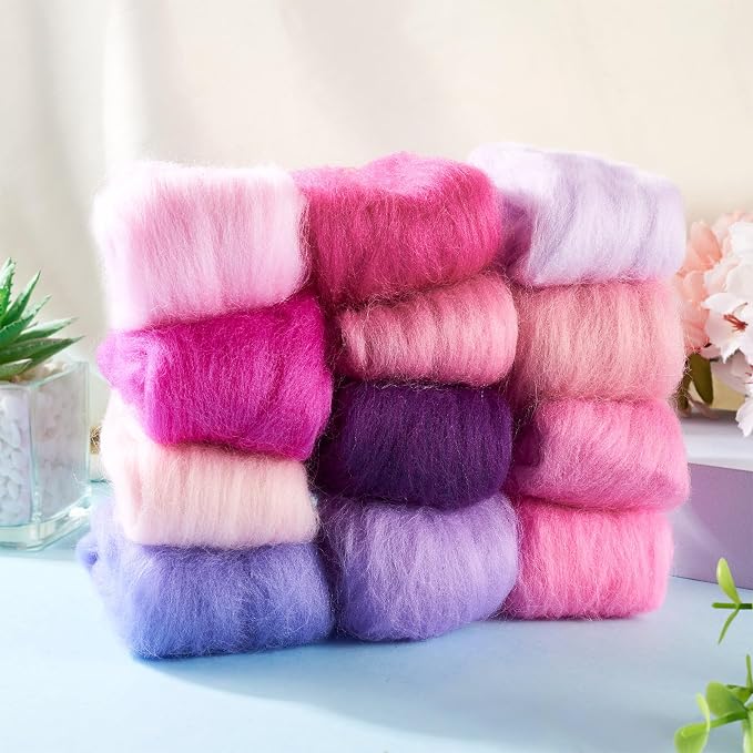 FASHEWELRY 2.11 OZ Needle Felting Wool Roving Purple Theme Handmade Spinning - Image 3