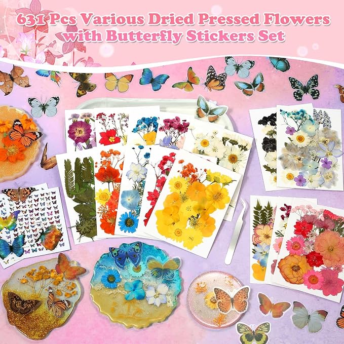 630 Pcs Dried Pressed Flowers - Image 2