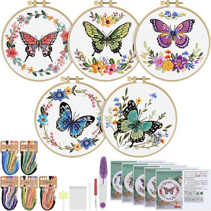 ERKOON 5 Sets Embroidery Kit for Beginners by ERKOON
