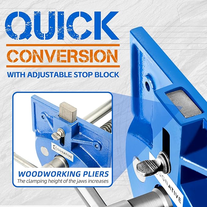7 Inch Woodworking Vise, Heavy-Duty Cast Iron Wood Working Vise Quick Release Lever for Workshop and Home Use
