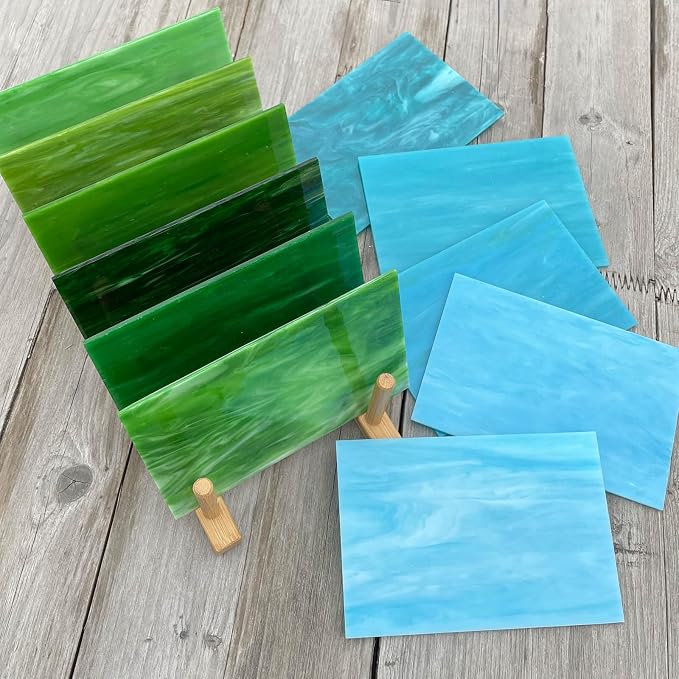 LITMIND 24 Sheets Blue & Green Stained Glass Variety Pack – 4 x 6 Inch Art - Image 6
