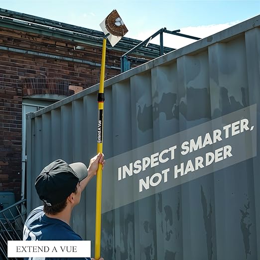 Telescoping Inspection Mirror - Standard Fiberglass, Lightweight & Durable, 4 ft - 8 ft Pole, 3.5 x 6 inch Acrylic Mirror