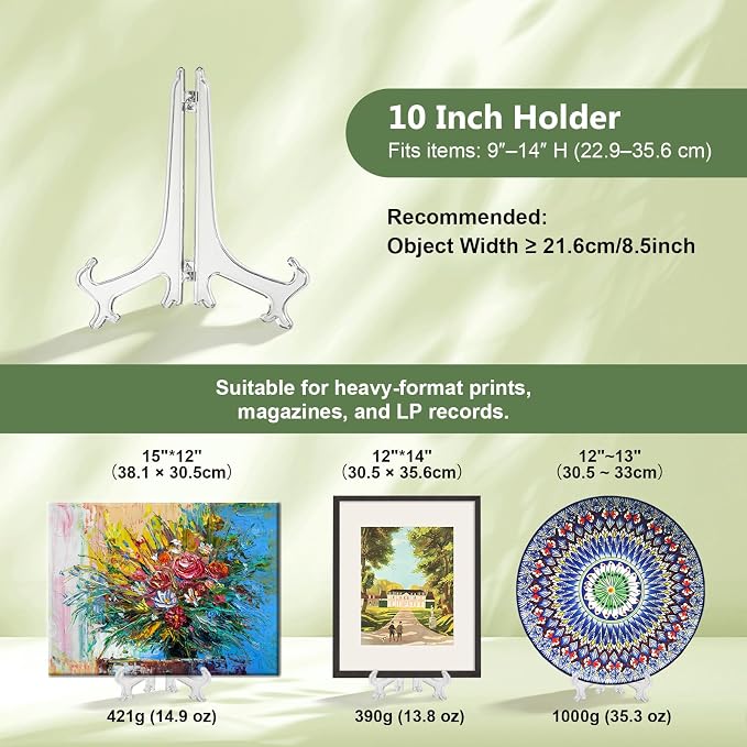 Artliving 10 Inch Clear Plastic Easels or Stand/Plate Holders to Display - Image 3