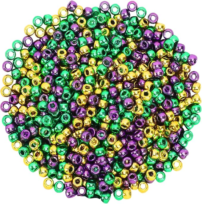 UPINS 1200Pcs Mardi Gras Pony Beads by UPINS