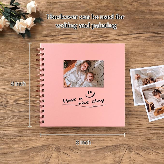 potricher 8 x 8 Inch DIY Scrapbook Album 40 Pages Hardcover Kraft Paper Scrap - Image 2