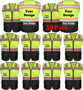 Safety Vest Customize Logo with 5 Pockets & Zipper Reflective High Visibility Vest Class 2 Outdoor Workwear