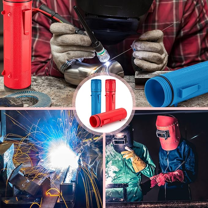 Zonon 2 Pcs Welding Rod Storage Tube 14 Inch Stick Electrode Storage Container Airproof Waterproof for Welding Rod Canister(Red and Blue)