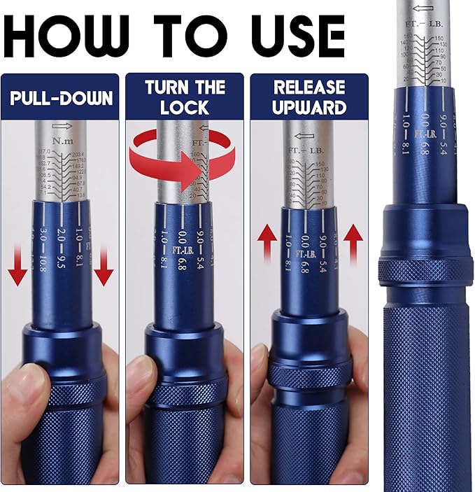 1/2-Inch Drive Click Torque Wrench, Torque Wrench 1/2 Drive 10-160FT.LB/13.6-217N.M with a XIPE Storage Tray, Blue