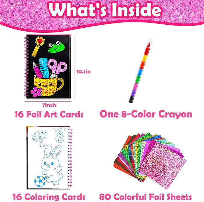 FUNNYB&G Foil Art Craft Kit for Girls 4-10 Years Old: Mess-Free & No-Glue - Image 5