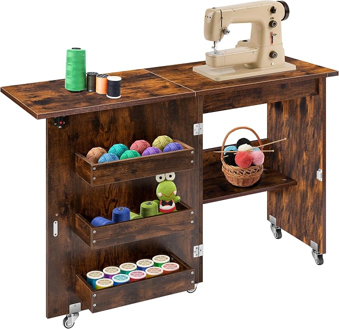 VIVOHOME Folding Sewing Table for Sewing Machine, Sewing Desk by VIVOHOME