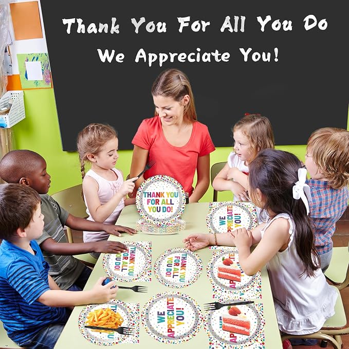 200pcs Thank You Plates Napkins We Appreciate You Paper Tableware Set Employee - Image 5