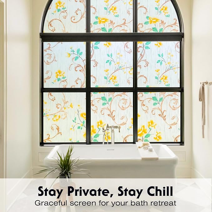 Volcanics Stained Glass Window Film, Frosted Glass Window Privacy Film - Image 2