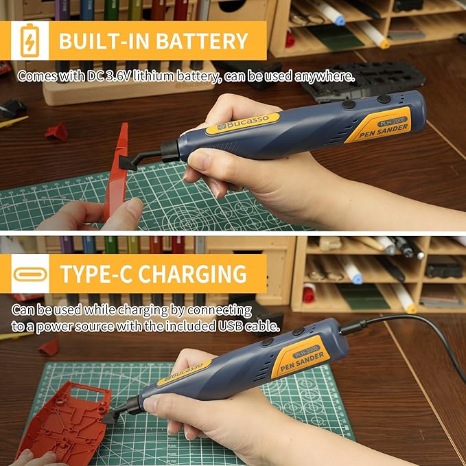 Cordless Pen Sander, 5-Speed and USB Charging with LED Light, Multi-Purpose Power Tool, Mini Power Sander for Sanding, Polishing, Finishing, DIY Crafts
