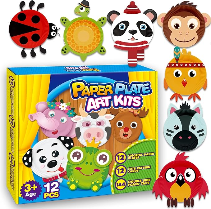 V-Opitos Arts and Crafts Kits for Kids, 12 Pack Simple Animal Paper Plate by Wearecommittedtotheresearchandproductionofhigh-qualitykidstoysschoolofficesuppliesandholidayproducts