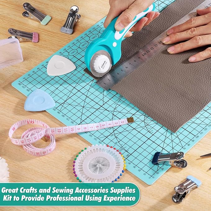 Rotary Cutting Mat and Tools Set, Audab 45mm Fabric Cropping Cutter Wheel - Image 7