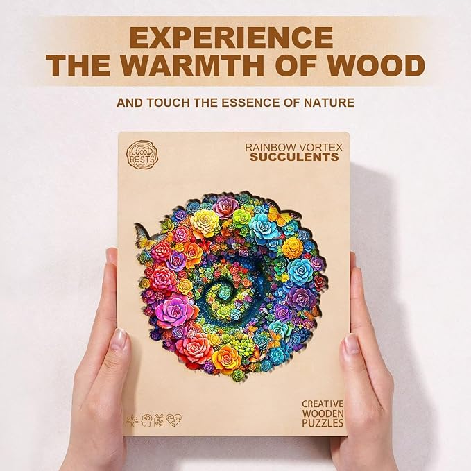 Rainbow Vortex Succulents Puzzles Adults Gifts Wooden 175 Pieces 11.4 * 10.9in - Image 7