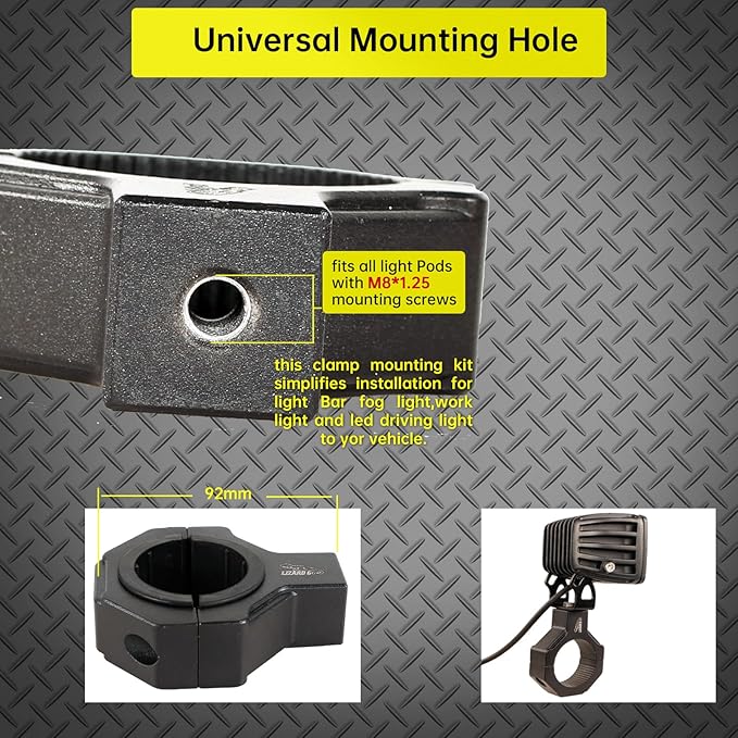 Roll Bar Adjustable Clamp for 1.625 to 2.0inch Bar,Universal 360 Degree Mount Tube Clamps 1.625"/1.75"/1.875"/2.0" for UTV ATV Roll Bars (2Pack)
