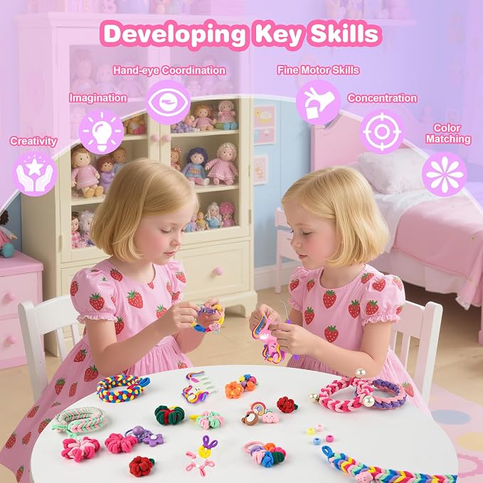 Rubber Band Bracelet Kit for Kids Girls Ages 6-12, 1300+ PCS DIY Craft Kits - Image 4