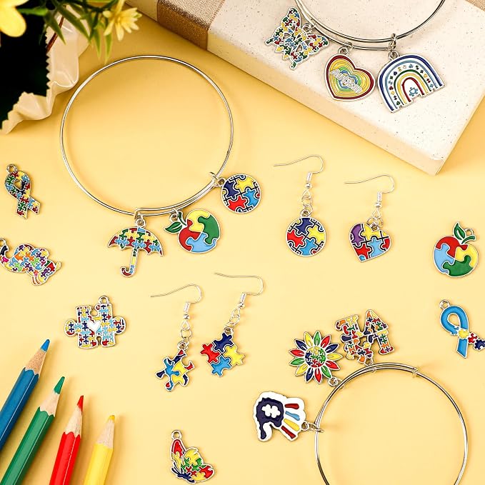 MARFOREVER 40Pcs/20 Pairs Autism Awareness Charms, Autism Charm - Image 5