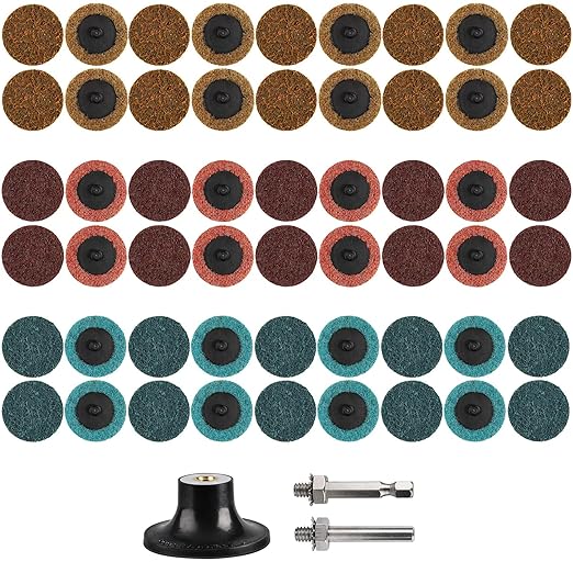 57Pcs 2 Inch Quick Change Sanding Discs Nylon Surface Conditioning Discs with 1/4" Roll Lock Holder for Die Grinder - Ideal for Surface Prep Grinding Polishing Deburring Rust & Paint Removal