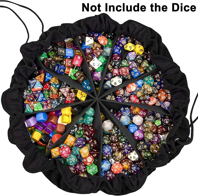 SIQUK Large Dice Bag with Pockets Drawstring Dice Bag DND Big Capacity Storage - Image 2