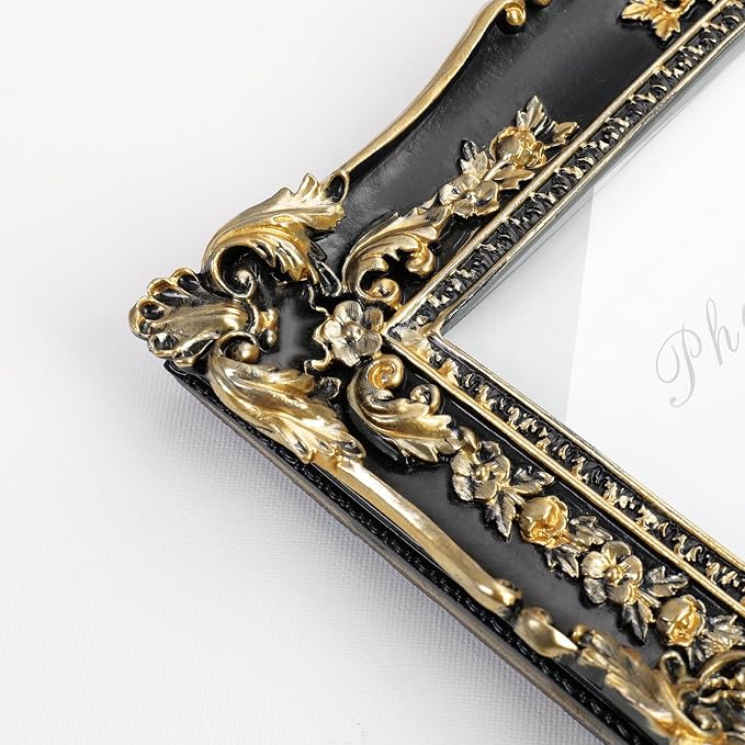 Cuspin 5x7 Picture Frame Black and Gold Frames, Vintage Baroque Handcrafted - Image 2