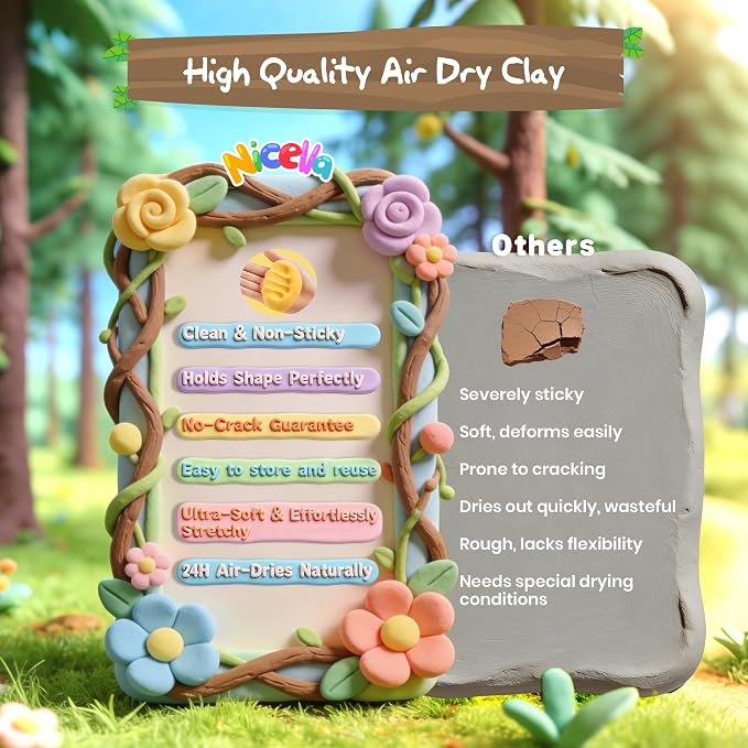 Nicella Air Dry Clay Kit, 12 Animals Modeling Clay - Image 4