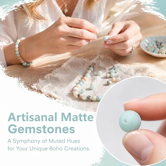 60pcs Natural Matte Amazonite Gemstone Beads，6mm Frosted Round Loose Stone Beads - Image 5