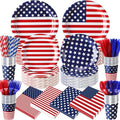 450 Pcs 4th of July Patriotic Tableware Set Decorations USA Red White Blue by Unknown